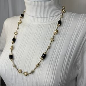 J. Crew J Crew beaded necklace signed costume jewelry gold tone brushed black